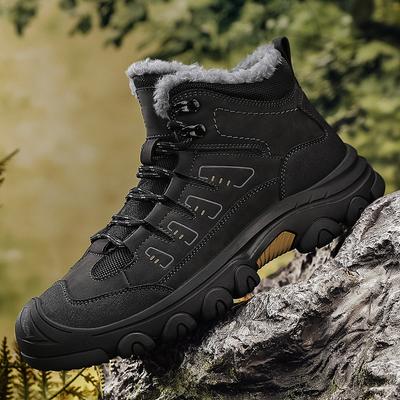 Winter Leather Comfy Men's Ankle Boots Fashion Men Plush Snow Boots New Design Outdoor Hiking Boots High Top Man Casual Shoes