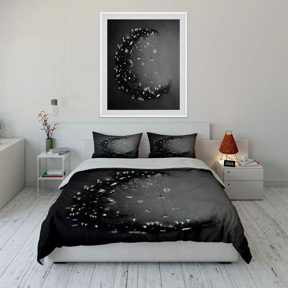 Moonlight Hanging Decorative Lights Soft Comfortable Duvet Cover Bedding Set Included 1*Duvet Cover & 2*Pillowcases, Gift