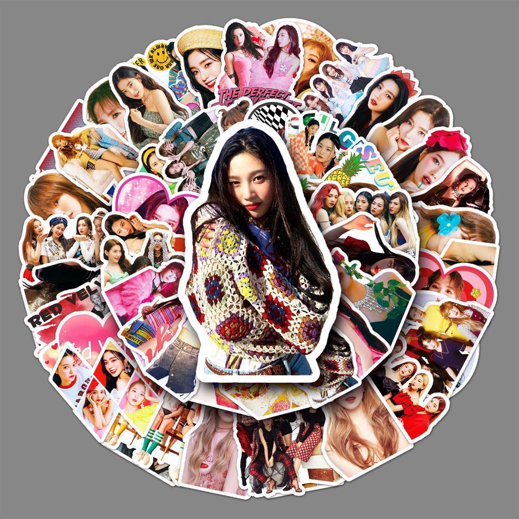 50 Red Velvet Graffiti Stickers: Korean Star Group DIY Journal & Luggage Decoration