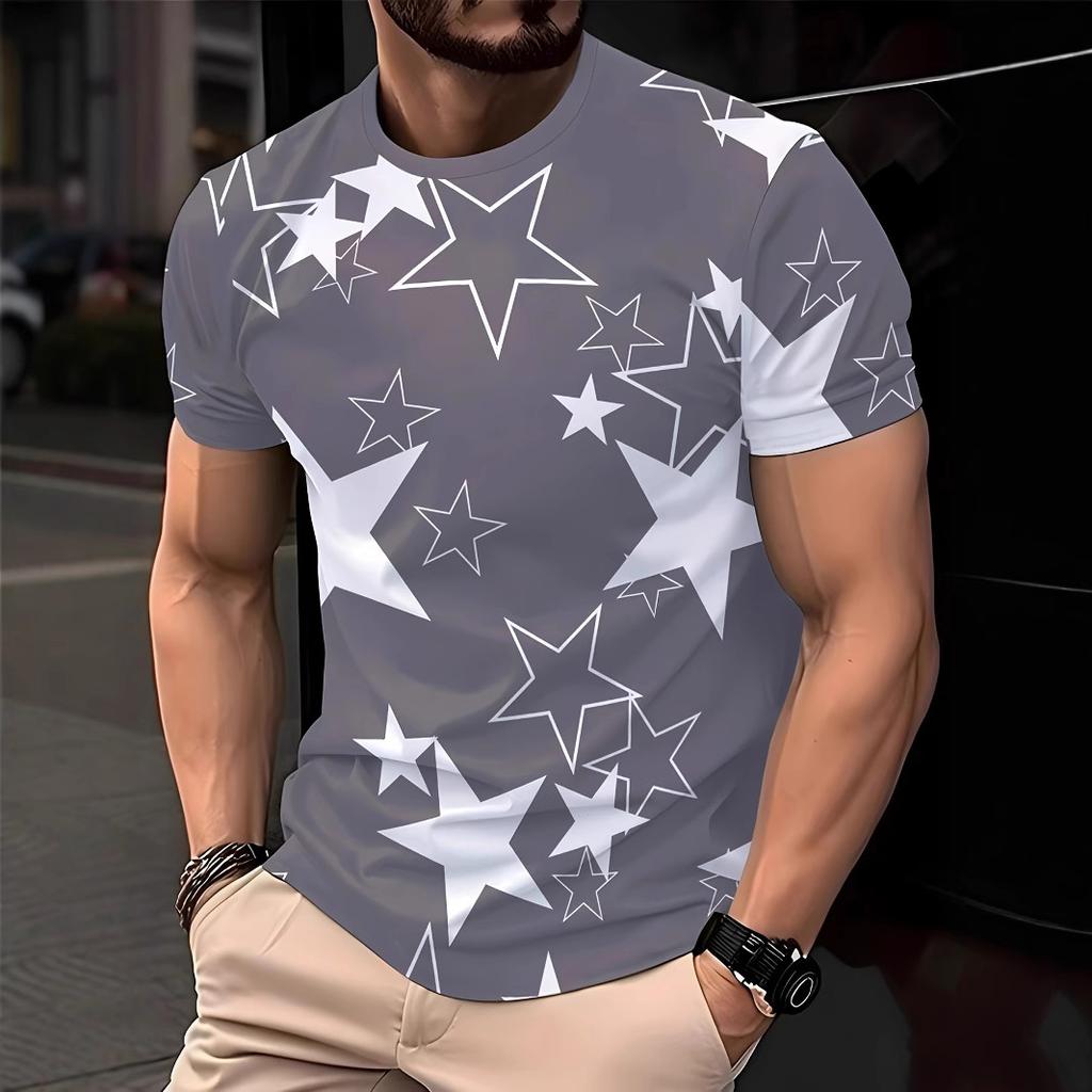 Zomer Mannen 3D Geprint Ronde Hals T-shirt Mode Veelzijdig Ademend Trend Casual