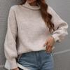 IHUASU Autumn and Winter Solid Colour Pullover Loose Women's High Neck Sweater