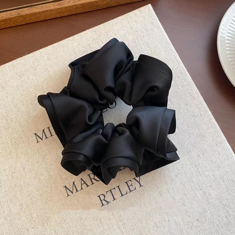 Elegant Ruffled Edge Large Intestine Hair Tie - French High-End Ponytail Accessory