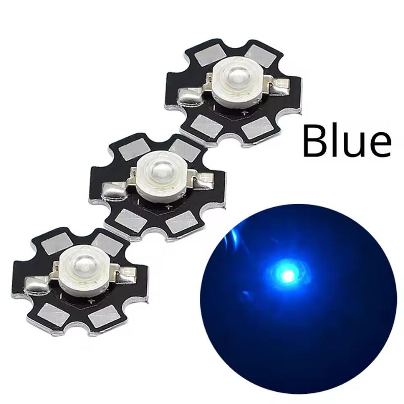 10X 20mm 3V 3W High Power Chip Light Bead White Red Blue Green Led Beads Emitter LED Bulb Diodes Lamp With Star Min Heatsink