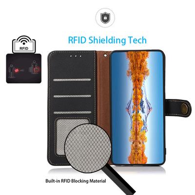 KHAZNEH For Samsung Galaxy Xcover7 Phone Case with RFID Blocking Genuine Cow Leather Cover