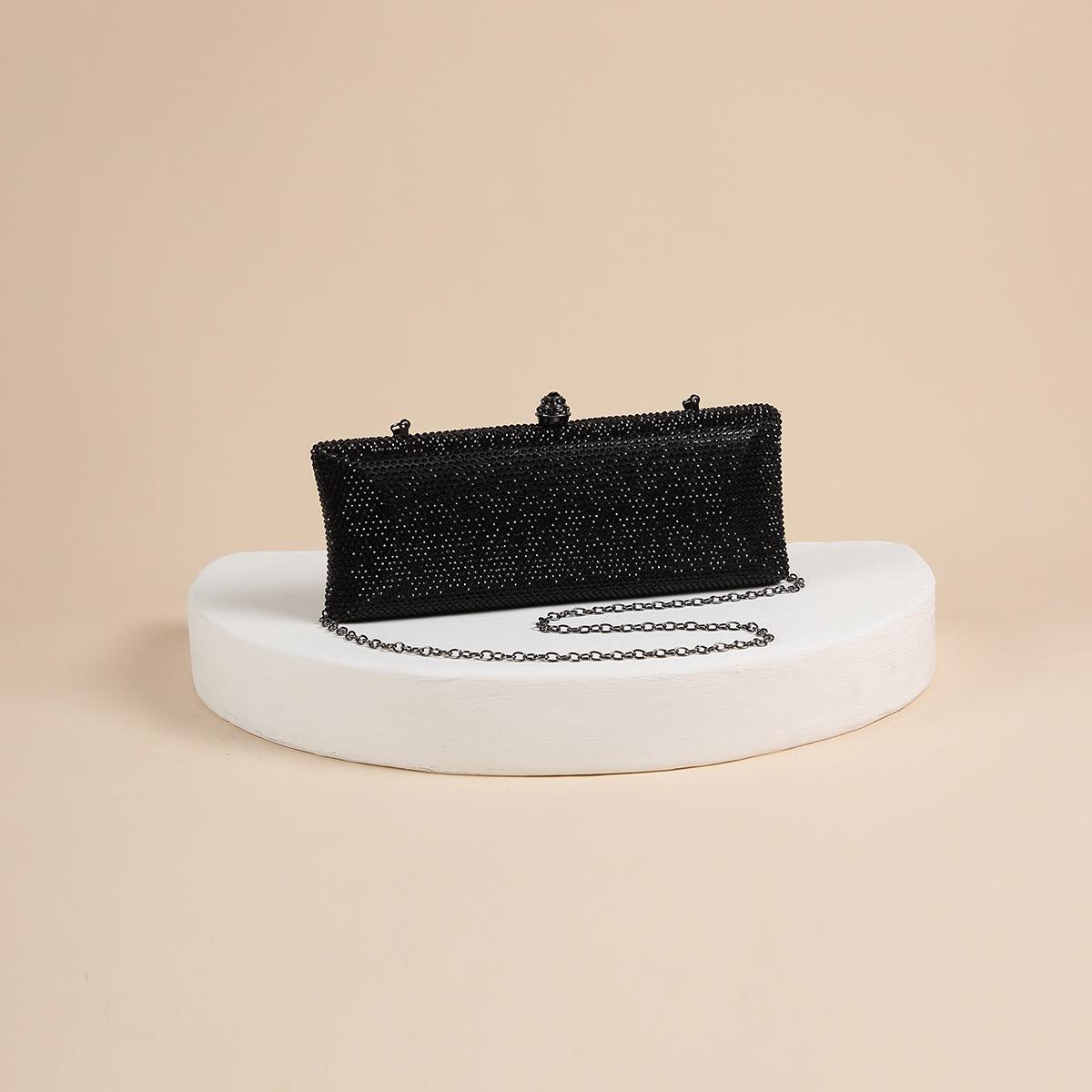 

Сверкающий клатч со стразами: Вечерняя сумочка ручной работы, украшенная бриллиантами, для женщин чёрный