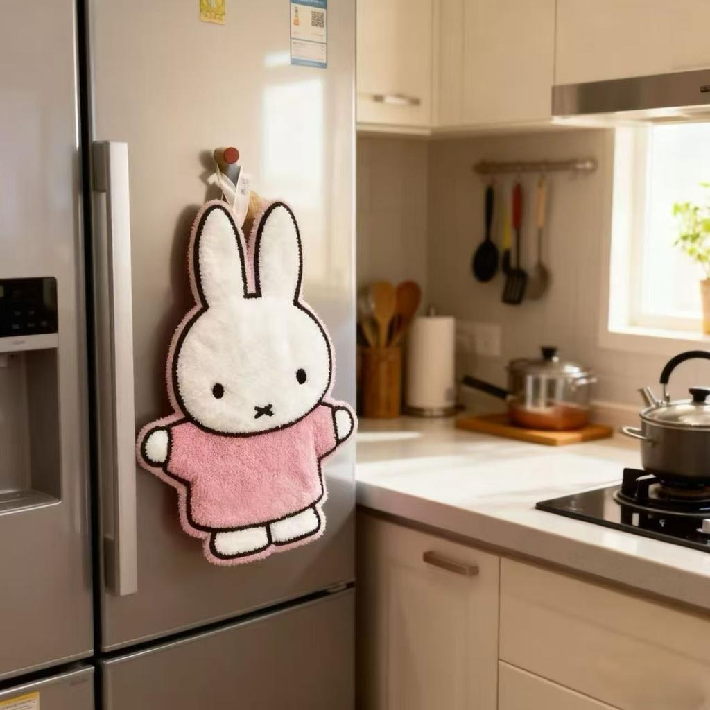 Kawai Miffy Rabbit Hand Towel Thickened Cartoon Wipe Cloth Versatile Household Supply Bathroom Kitchen Washroom Home Decoration