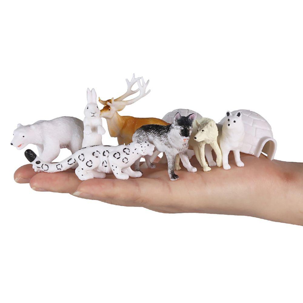Educational Polar Bear Fox Rabbit Reindeer Wolf Arctic Animal Model Miniature Penguin Figurines