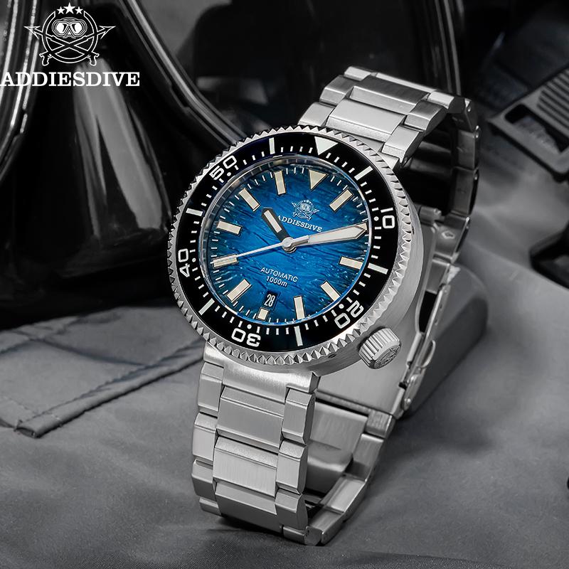 ADDIESDIVE 100bar Diving Men's Automatic Watch Sapphire Stainless Steel Calendar Display Mechanical Watches AD2069 Reloj Hombre