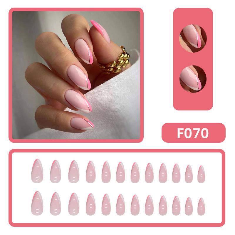 

Миндальные ногти нежно-розового цвета с французским двухцветным дизайном - Свежий, стильный финиш