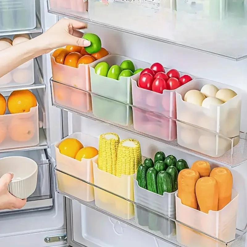 3/5/8Pcs BPA-Free Clear Refrigerator Storage Box Space-Saving Kitchen Organization Food Sorting Boxes for Fridge Door & Counter