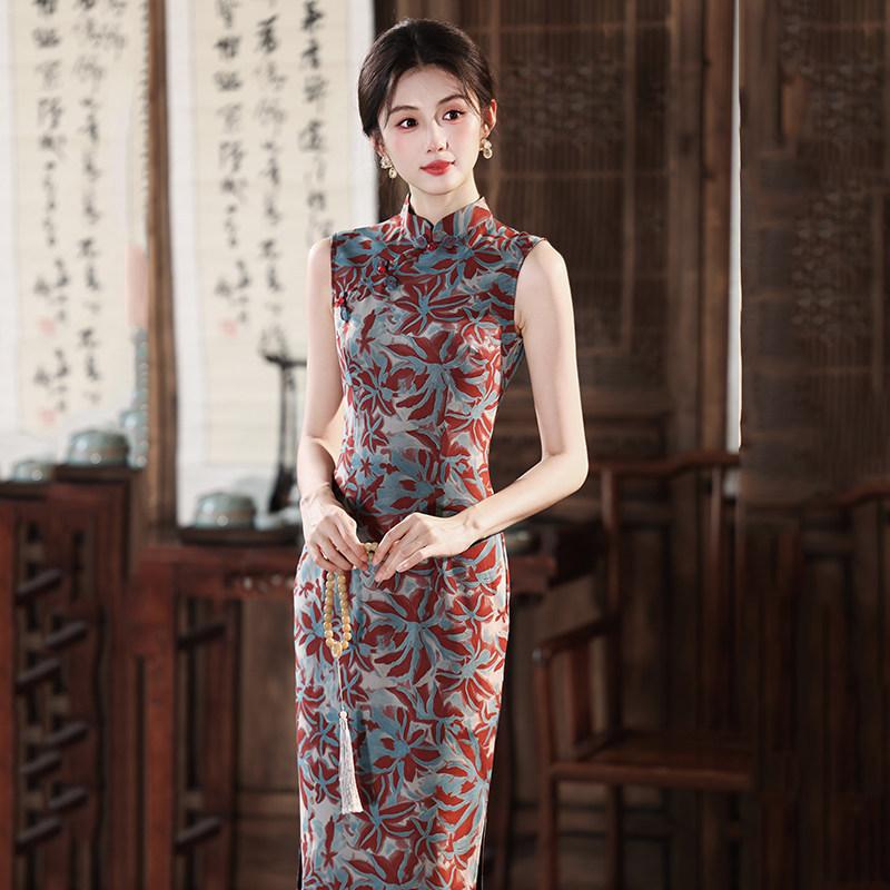 Sleeveless national style, new Chinese Suzhou long cheongsam, improved young 1011 new women's high-end sense, daily wear