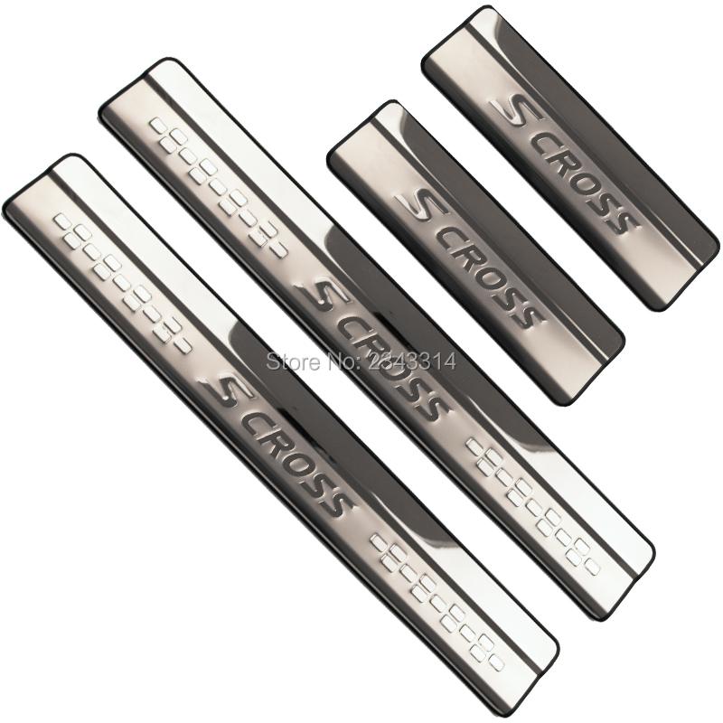 For Suzuki SX4 S-Cross SCross 2025 2024  -2014 Stainless Car Door Sill Kick Scuff Plate Protector Trim Styling Accessory