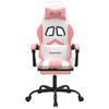 Gaming Chair with Footrest Swivel White & Pink PU Leather