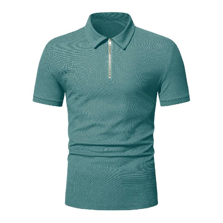 Men'S Summer Sports And Fitness T-Shirt Casual Lapel Short-Sleeved Half-Zip Polo Shirt Man