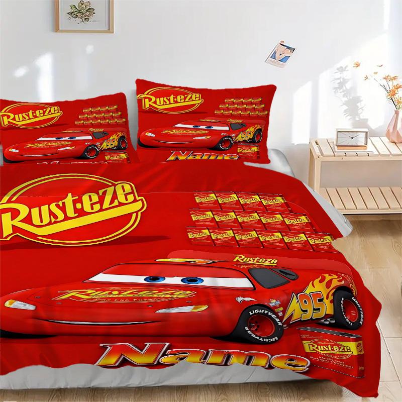 Custom Name Rusteze Race Car Print 3Pcs Bedding Set Duvet Cover With 2 Bedro Pillowcase Home Birthday Gift