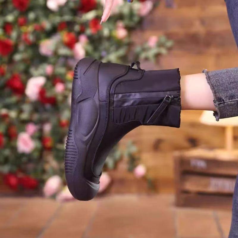 Snow boots women's shoes 2024 new cotton shoes winter velvet thickened zipper Martin boots thick-soled Northeast short boots women