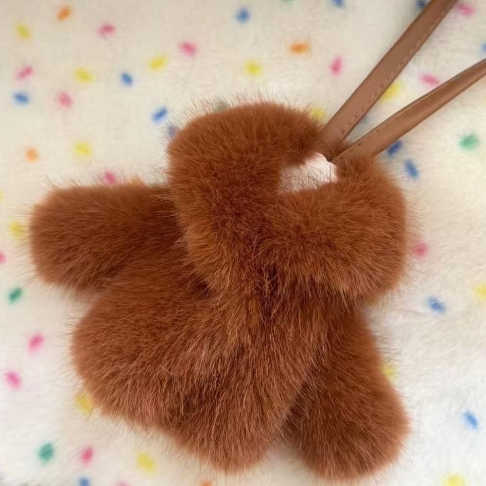Clothing-Shaped Faux Rabbit Fur Keychain Soft Plush Bag Charm Fluffy Pendant Key Ring Gift