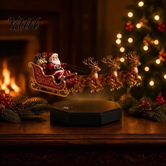 Decorazioni Natalizie Stagionali Moderne Slitta di Babbo Natale Galleggiante, Slitta Volante Levitazione Magnetica Decorazioni di Natale, Idea Regalo Innovativa Claus da Tavolo
