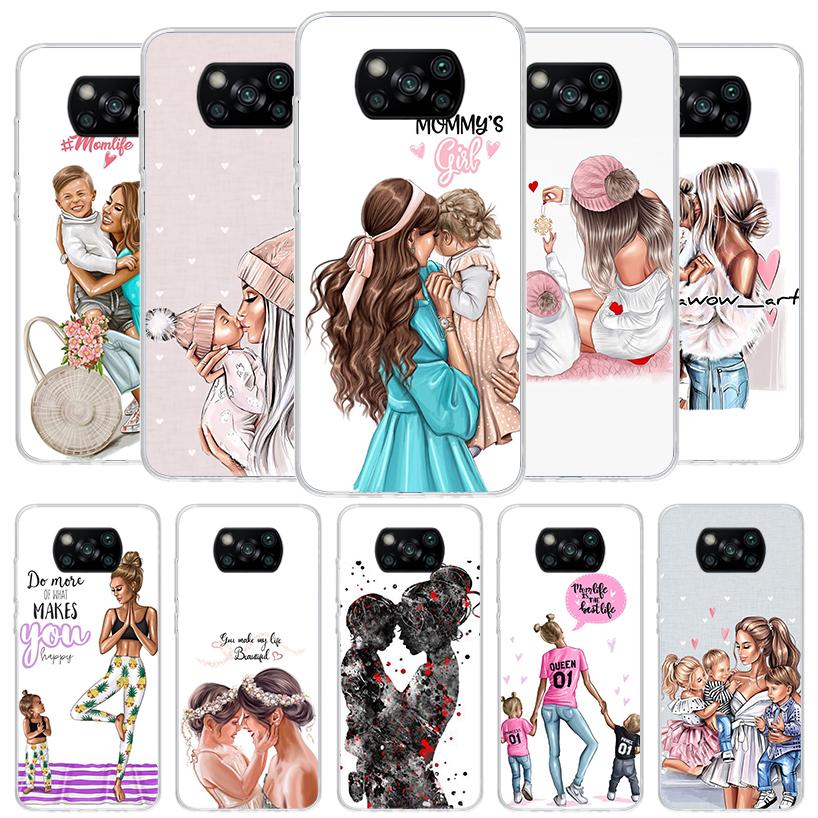 Mom Baby Girls Cover Phone Case For Xiaomi Poco F7 Ultra X7 X6 X5 Pro M7 Redmi 15C 15 13C 13 12C 12 10C 10 9A 9C 9T 9 Shell Poco