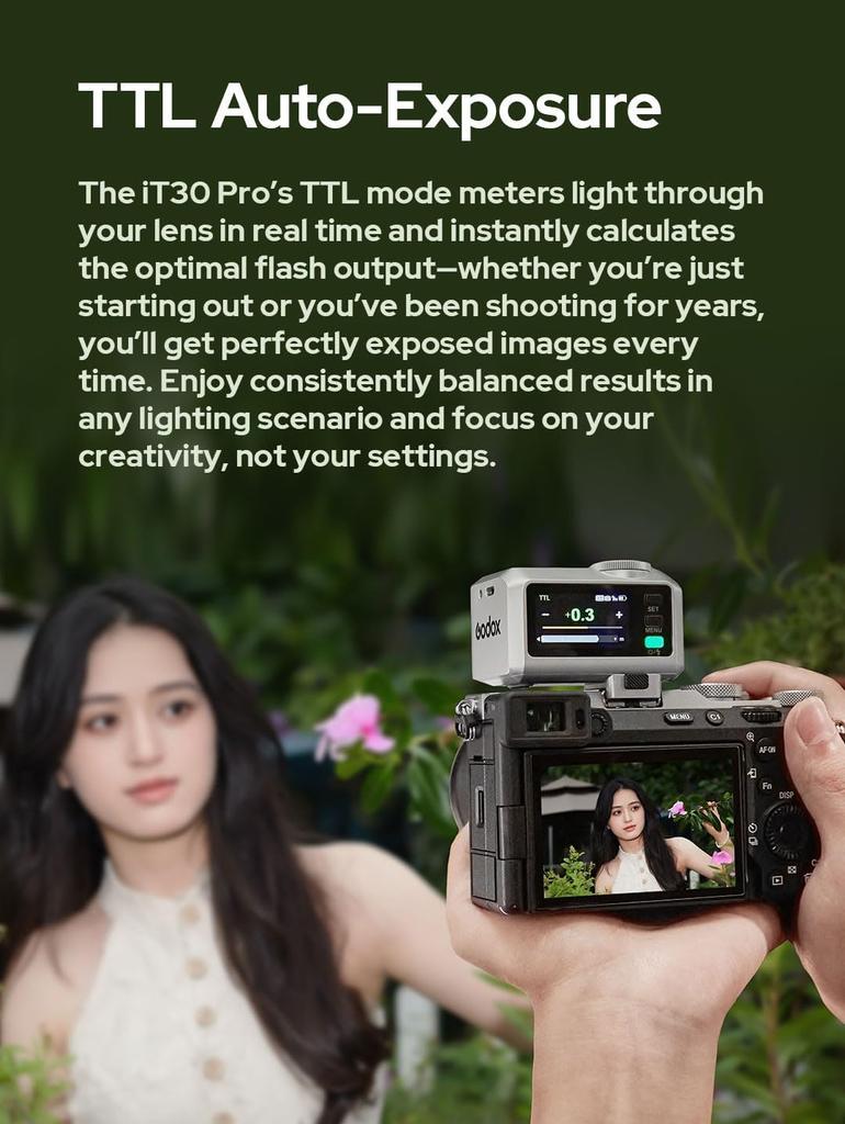 Godox iT30Pro S Camera Flash Touch Power Recovery Lightweight Design with Charging 560 Full Flashes Light Control Diffuser for Sony TTL-Compatible