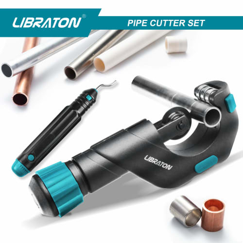 LIBRATON Pipe Cutter, Cutting Capacity 5-50mm, Erector Pipe Cutter with HSS Deburring Bar, Compatible with Copper Pipe, Aluminum Pipe, Thin-Walled Sta
