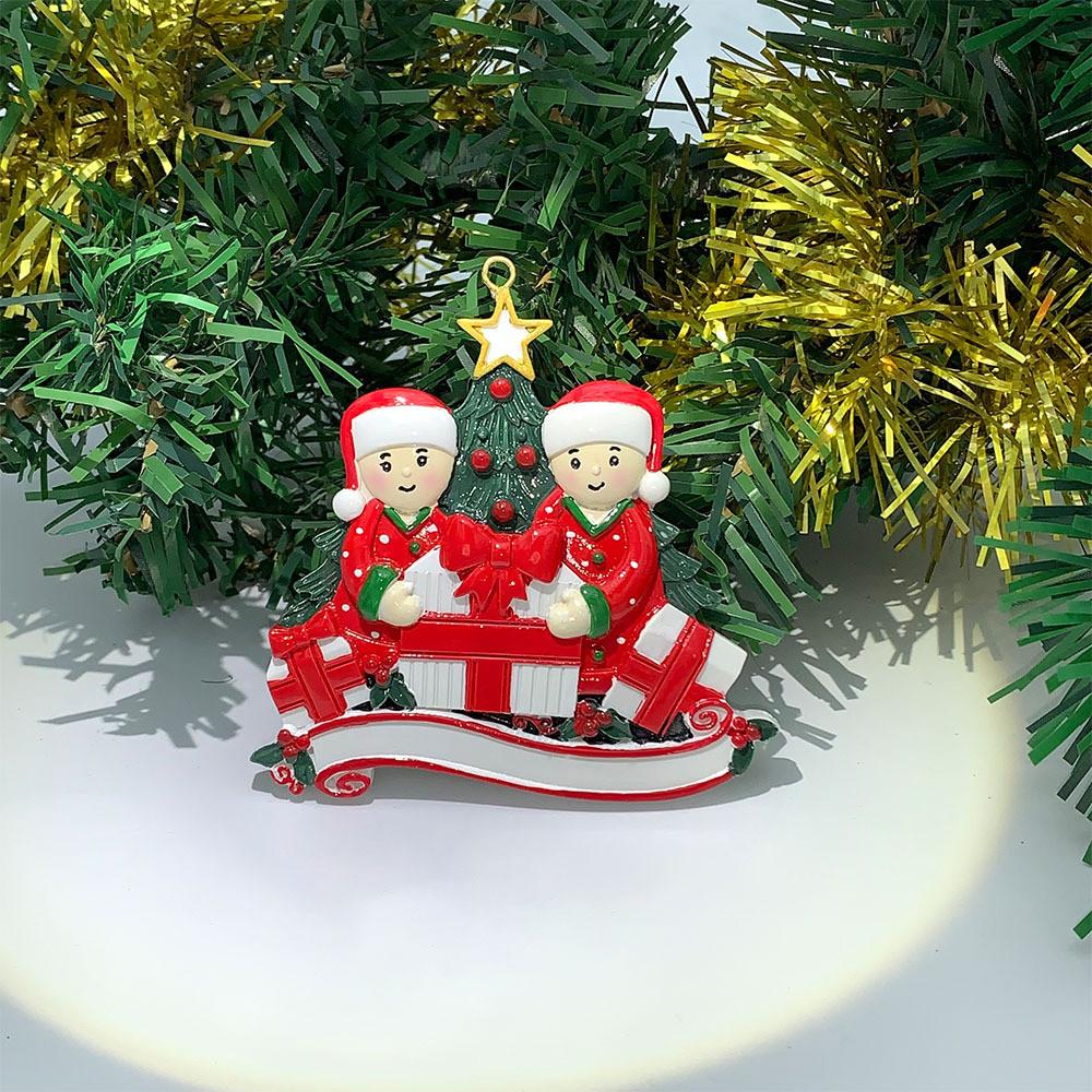 

Resin Handpainted Charming Christmas Tree Ornaments With Heart Doves For Holidays 2 Doll