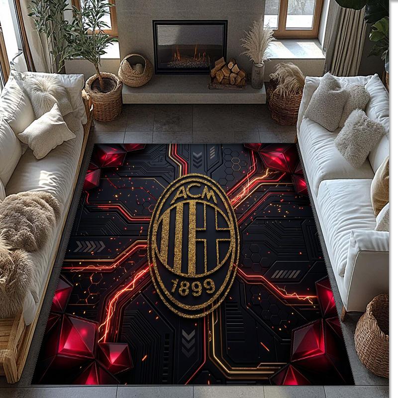 AC Milan Printed Flannel Area Rug Non Slip Soft Polyester Floor Carpet Indoor Decor Mat for Bedroom Living Room Sofa Game Room Home Decoration