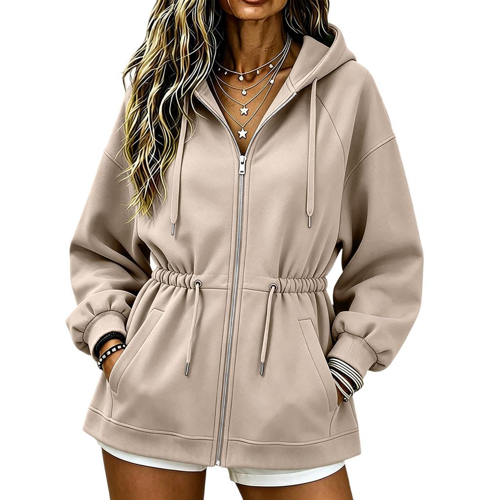 Women's Casual Long Sleeve Hooded Zip Up Sweatshirt for Everyday Wear