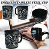 Personalized Stainless Steel Mug - V8 & V6 Engine Design, & Stylish, Perfect For Car Enthusiasts