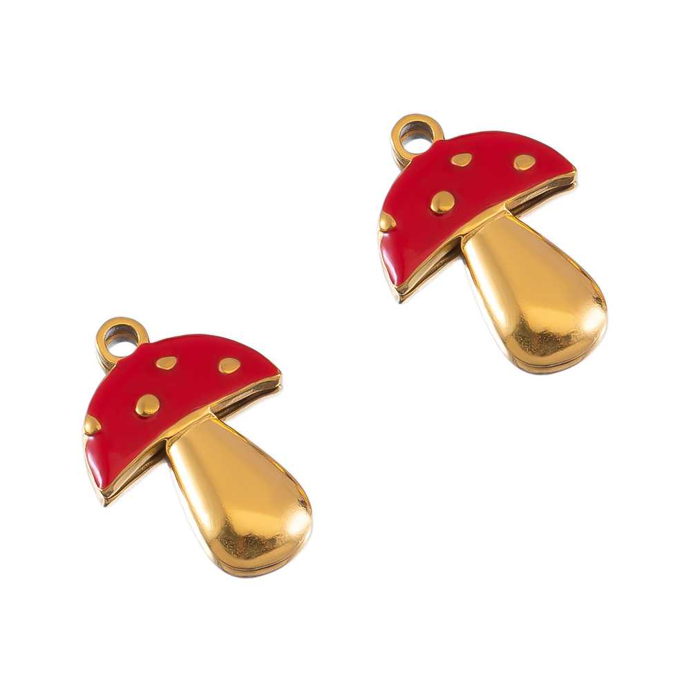 2pcs Stainless Steel Irregular Red Necklace Charms Gold Plated Imitation Pearl Earrings Component DIY Necklaces Jewelry Findings