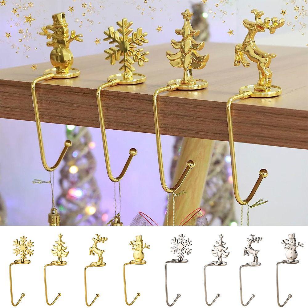 Stockings Clip Christmas Sock Hook Elk Snowflakes Snowman Shaped Desk Side Hook New Year