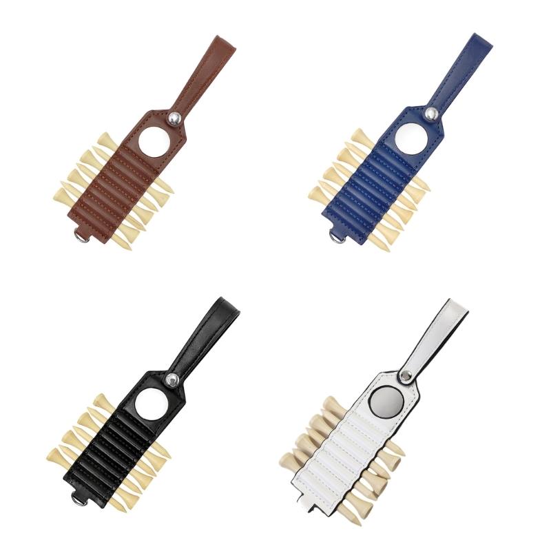 Outdoor Golfs Tees Holder Portable PU Leather Golfs Tees Storage Bag Carry Pouch 7 Slot Golfs Tees Carriers Hanging Pouch