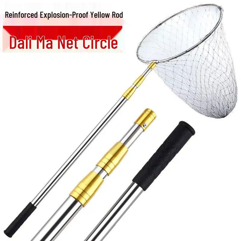 Telescopic Landing Net with Fine Mesh - Expandable Handle & Net Head for Fishing