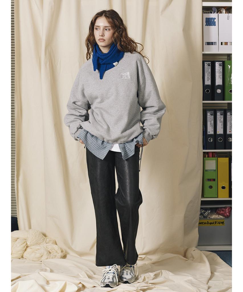 BETWEEN A AND B Raglan String Brushed Sweatshirt [Melange Gray]