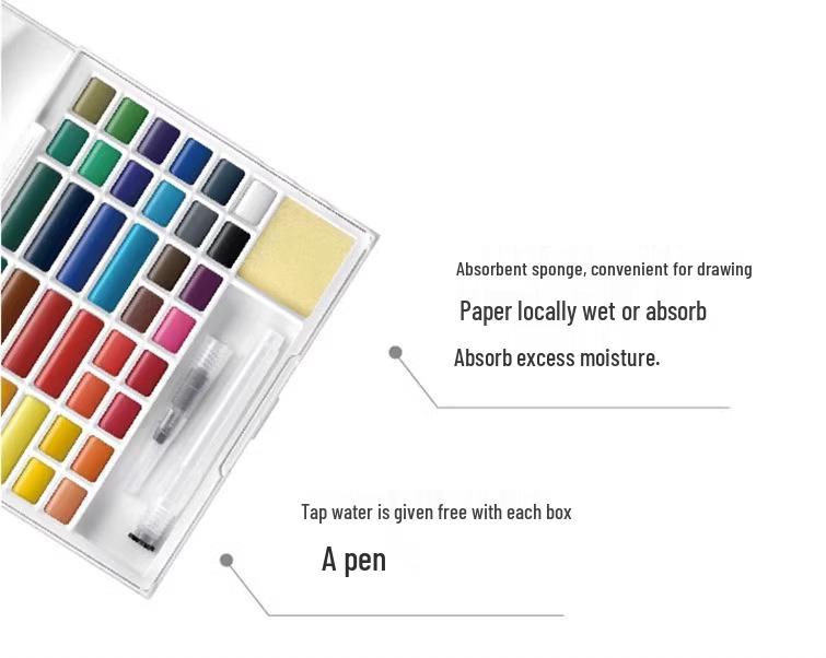 Xiongshi Portable Solid Watercolor Set - 12 or 24 Transparent Colors for Art Painting