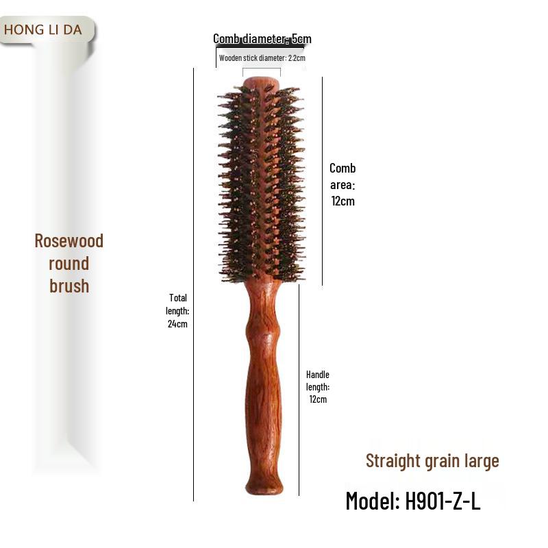 Rosewood Boar Bristle Round Hair Brush for Blow-Dry Styling