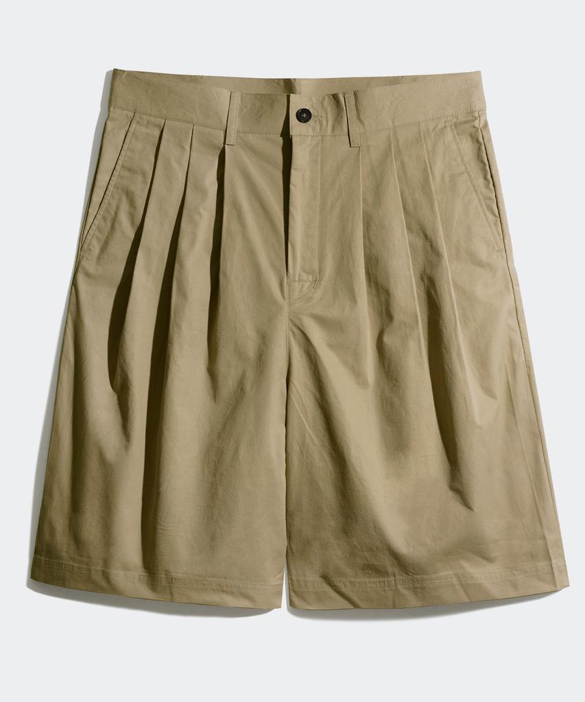 PERSTEP Dane Three-Tuck White Cotton Half Pants Beige Hysp4556