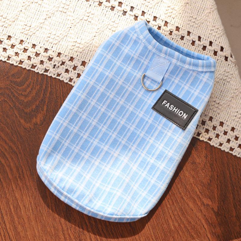 

Autumn and Winter Retro Checkered Fleece Pet Dog and Cat Clothing and Supplies, Teddy, Bichon Frise, and Deer Dog 2XL синий