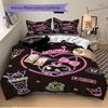 3pcs Kuromi's Sweet Adventure Bedding Set, Including Without Filling, Soft and Comfortable Home BedroomH067