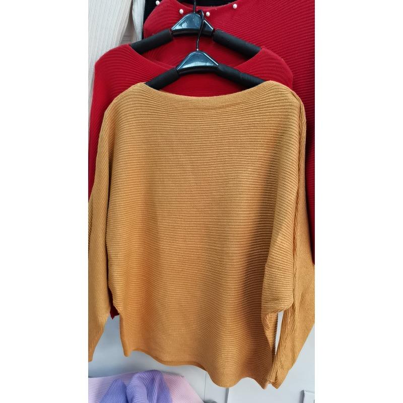 Autumn and Winter Knitted Sweaters, One-line Collar, Bat-sleeved Knitwear, Women's Pullover Bottoming Shirt