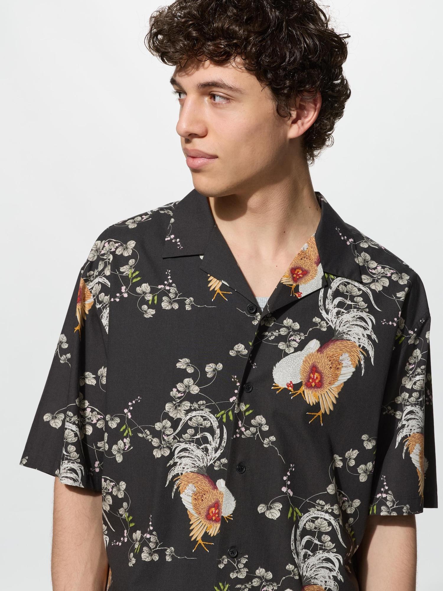 Рубашка Uniqlo Japan с открытым воротником Вагара 09 BLACK/S