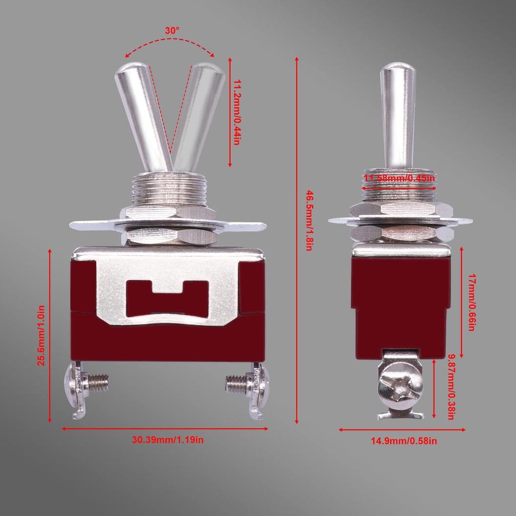 weideer 2Pcs Toggle Switch 12V 30A ON/Off 2 pin 2 Position SPST Waterproof Switch with Waterproof Cap Terminals for Auto Car Boat KL-C101