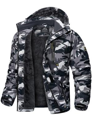 Parka de munte Salopetă de iarnă pentru vreme rece Jachetă de exterior rezistentă la apă Jachetă de bicicletă rezistentă la vânt Camuflaj de mărime mare Camouflage negru militar JP 3XL