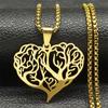 Fashion Tree of Life Round Necklace for Women Men Stainless Steel Gold Color Chain Necklaces Jewelry arbre de vie N3399S02