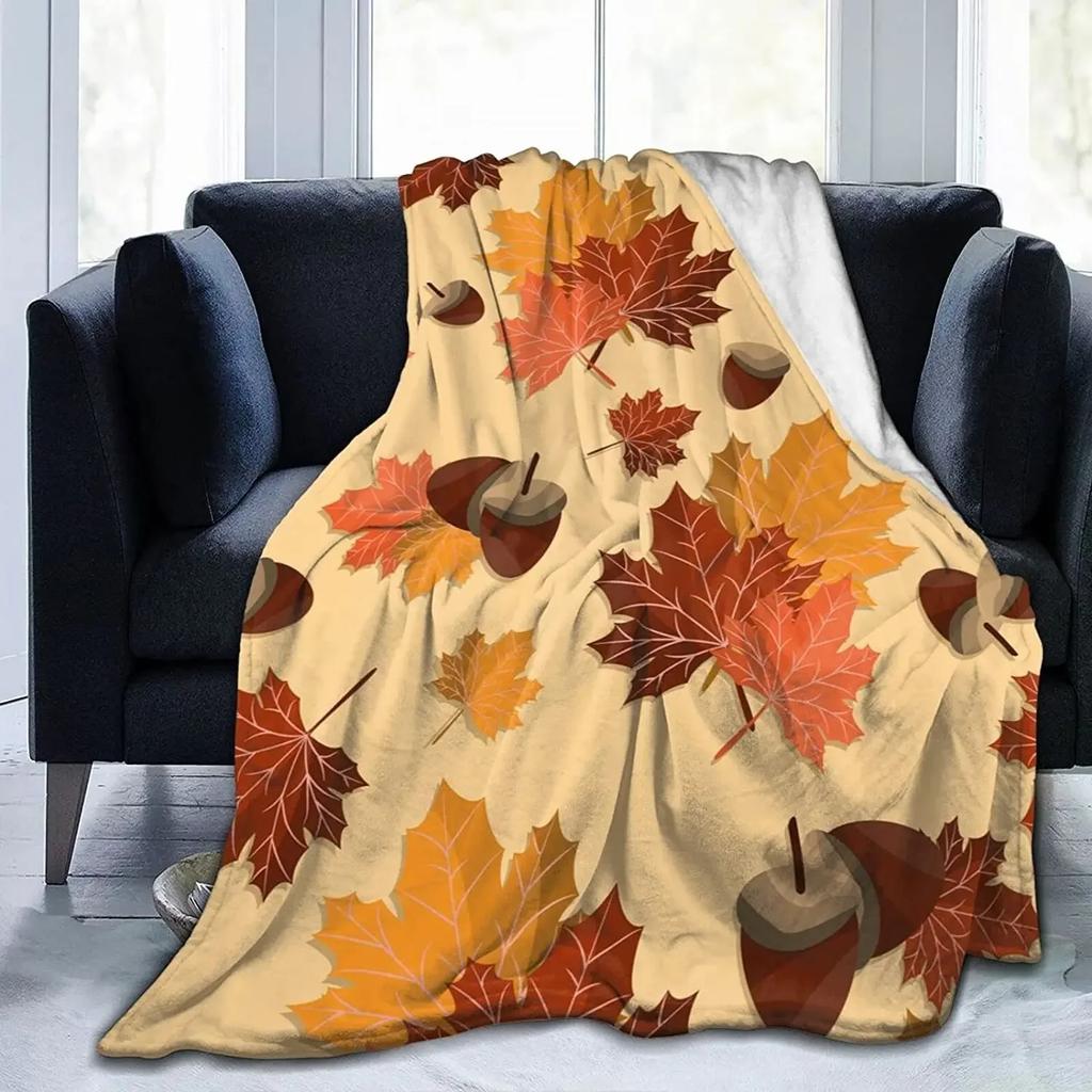 Fall Pumpkin Autumn Blanket Leaves Soft Throw Soft Throw Blanket for Home Bedroom Bed Sofa Picnic Travel Cover Blankets Kids