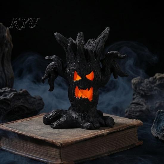Realistic Tree Monsters Sculptures Halloween Miniature Demons Ornaments, Resin Micro Landscape Figures, Dark Gift for Handicraft Lovers Forest