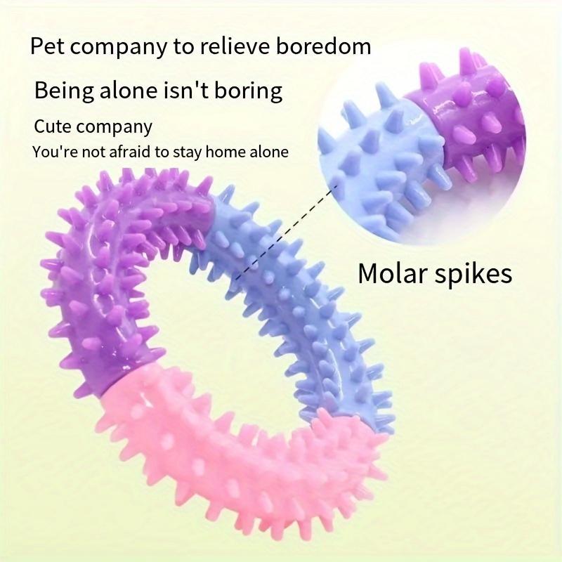 1pc TPR Dog Durable Chew Toys, Tricolor Spike Ring Dog Interactive Play Toys, Teeth Cleaning Training Toys Pet Supplies, Holiday Gifts