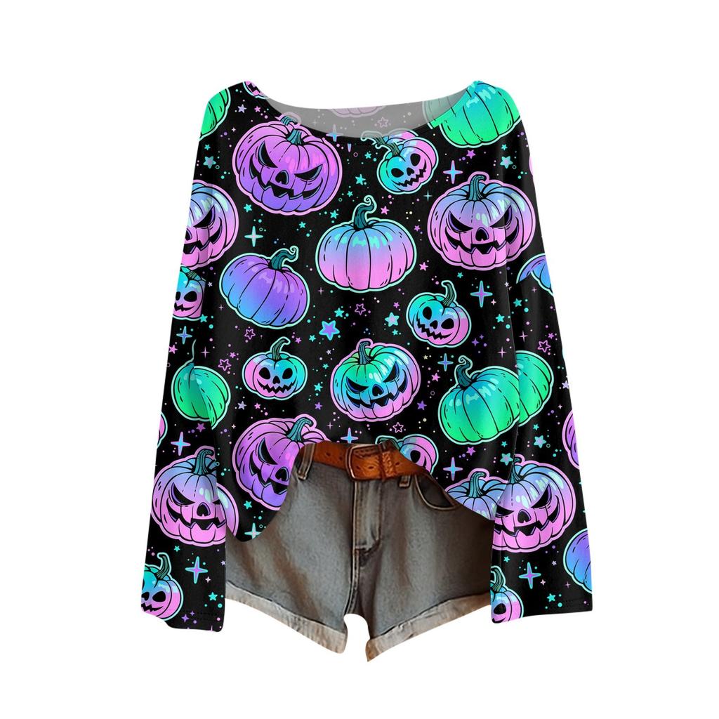 Long Sleeve Shirts For Women Print Graphic Tees Blouses Casual Plus Size Basic Tops Pullover