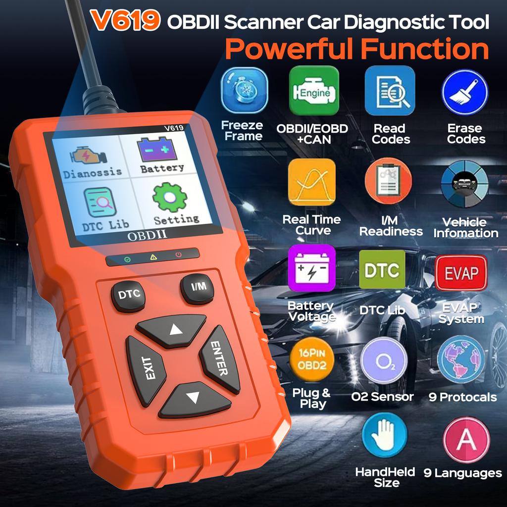 OBD2 Scanner Diagnostic Tool, Enhanced Check Engine Code Reader with Reset OBDII/EOBD Car Diagnostic Scan Tools