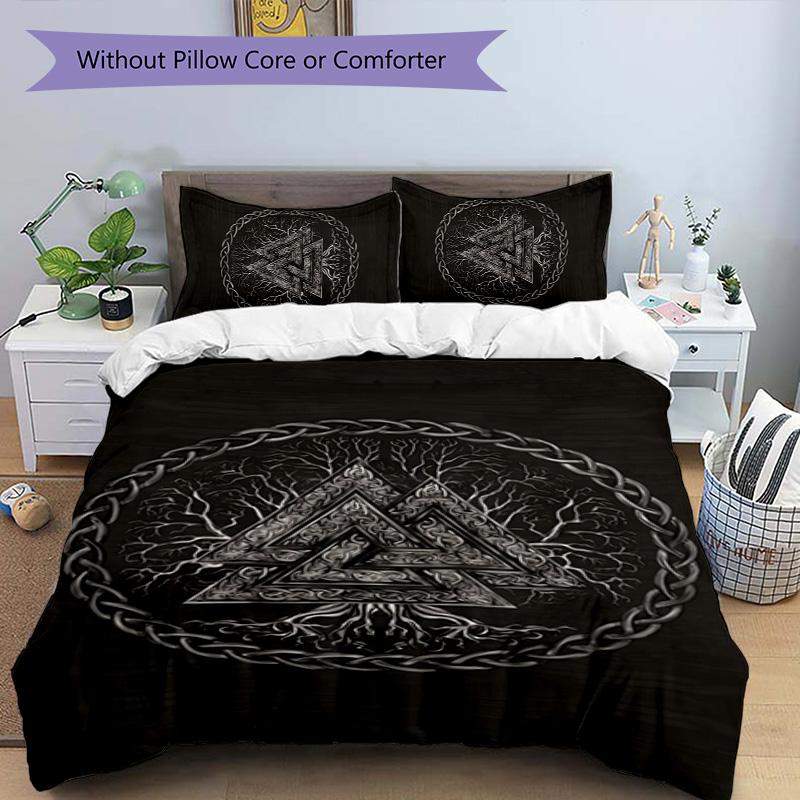 Mythology Valhalla 3pcs Bedding Set Duvet Cover Closure Includes 1 Duvet Cover & 2 Pillowcases for All Seasons Bedroom Home Dorm Decor